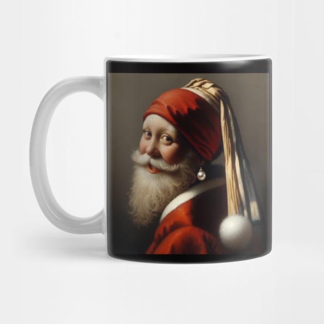 Santa in the Style of Vermeer's Masterpiece - Holiday Parody Art by Edd Paint Something